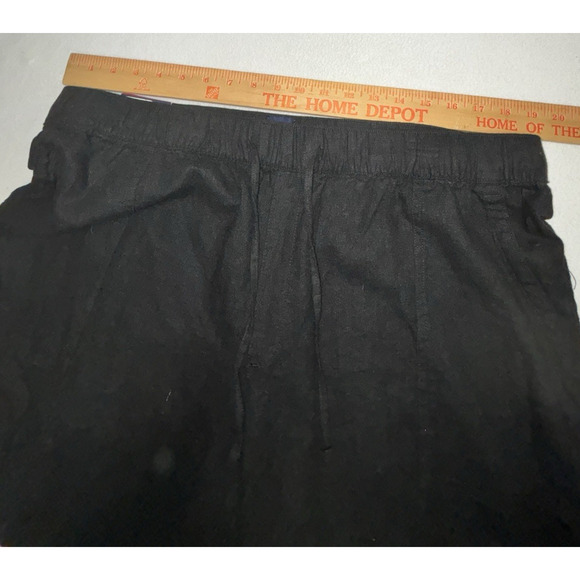 Gap NWT Black Linen-Blend WideLeg Trouser Pants Womens XL Elastic Drawstring Wst - Picture 5 of 13